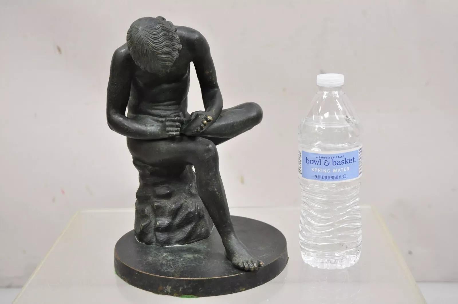 Antique French Figural Bronze Spinario Boy With Thorn 10.5