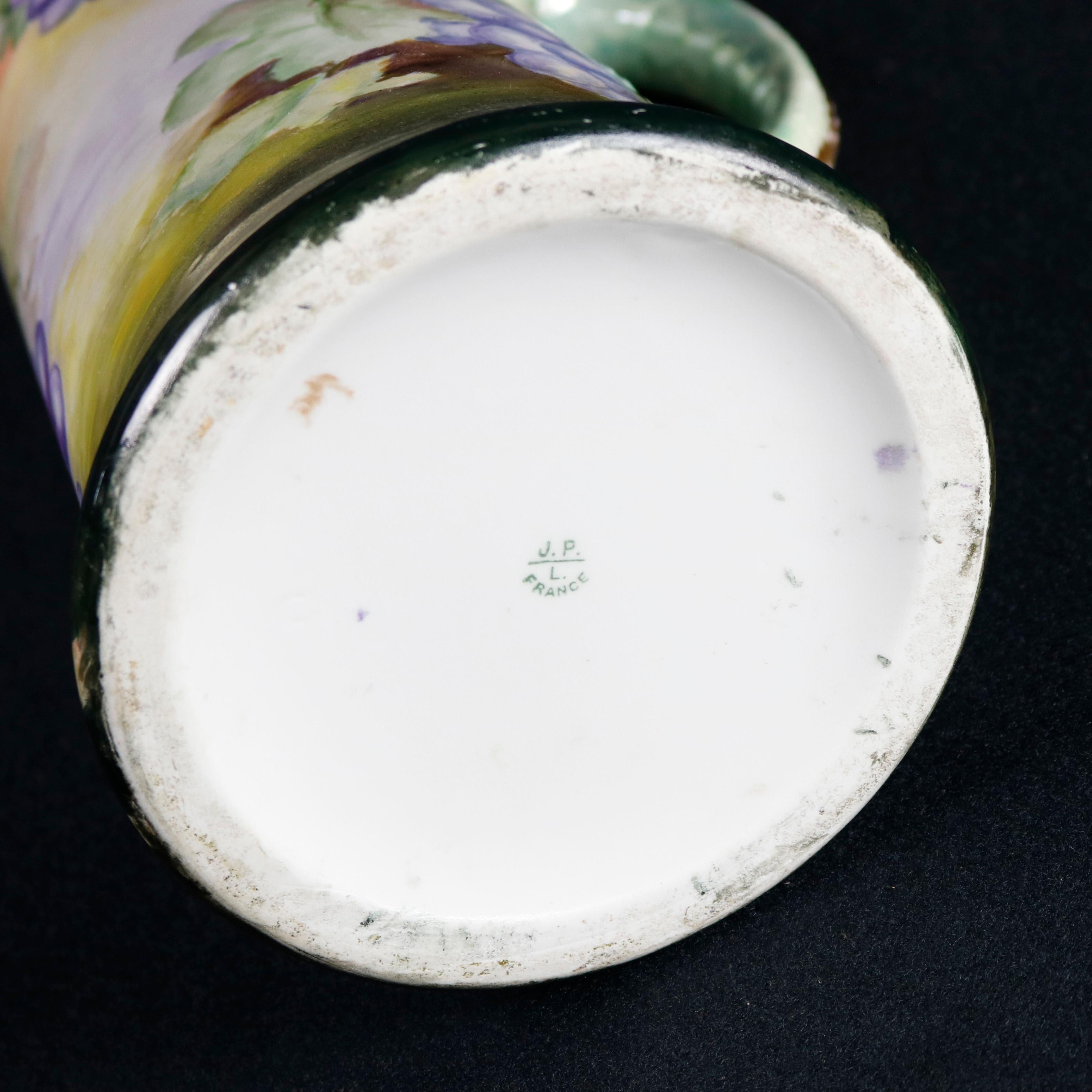 Antique Figural French Grape & Leaf Limoges Tankard with Dragon Handle In Good Condition In Big Flats, NY