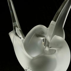 Antique Figural French Lalique Sylvie Swan Vase with Flower Frog, 20th C