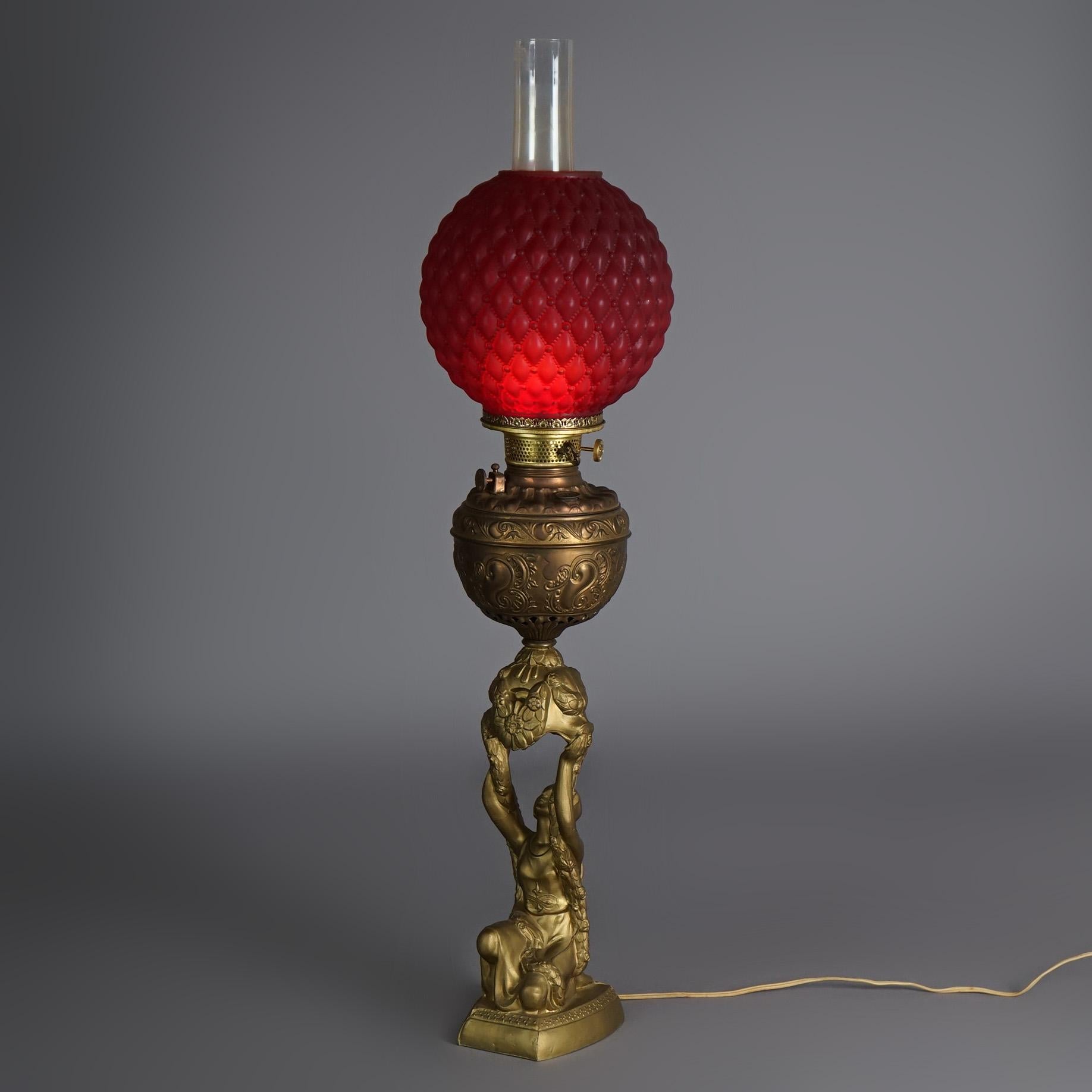 red glass oil lamp