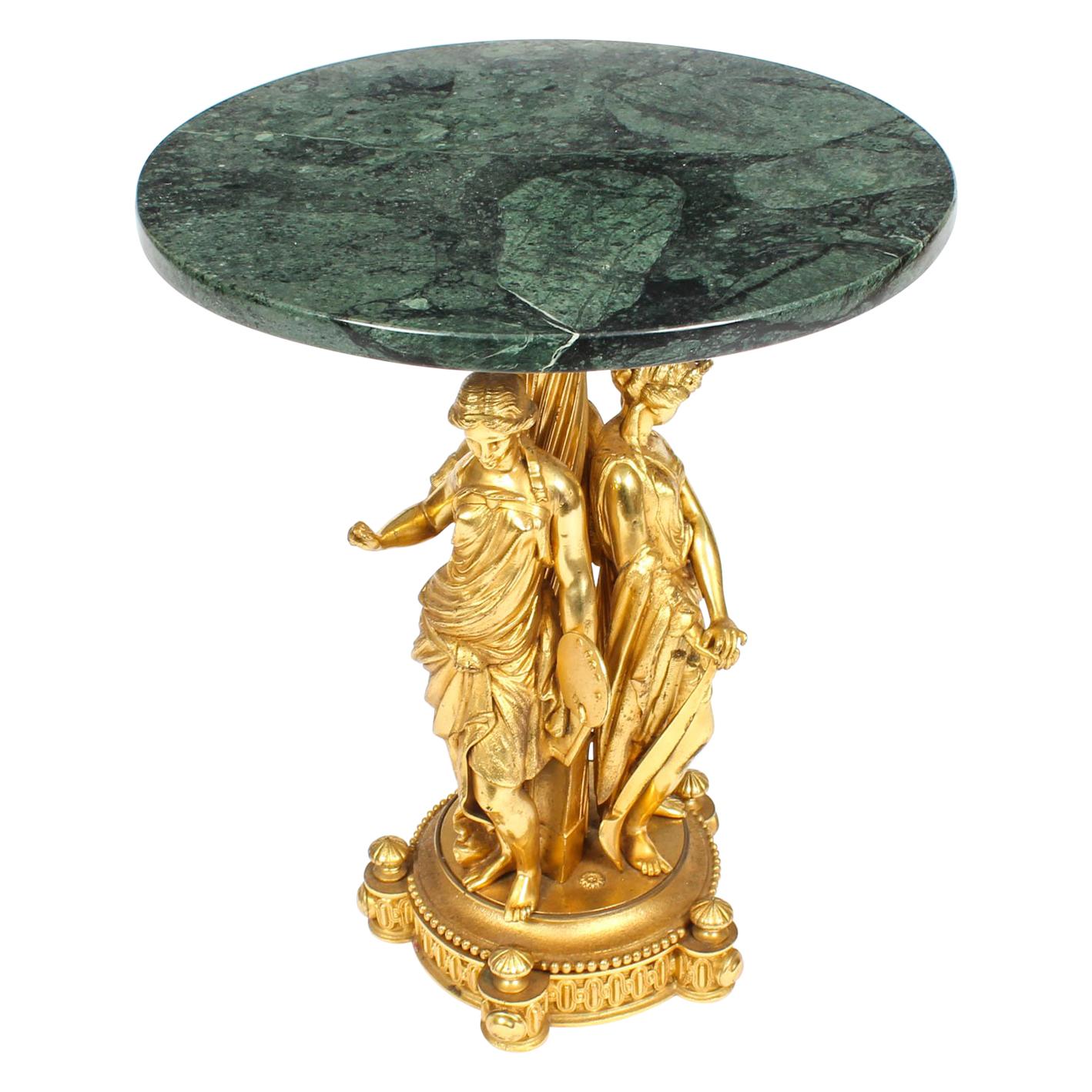 Antique Figural Group Ormolu and Marble Occasional Table 19th Century