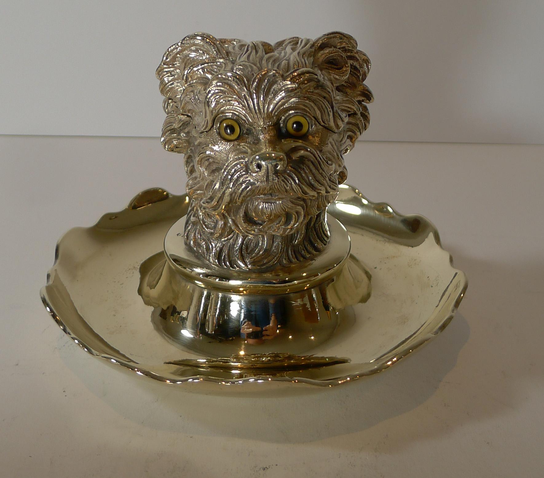 An absolutely stunning Victorian heavy cast brass inkwell in the form of 