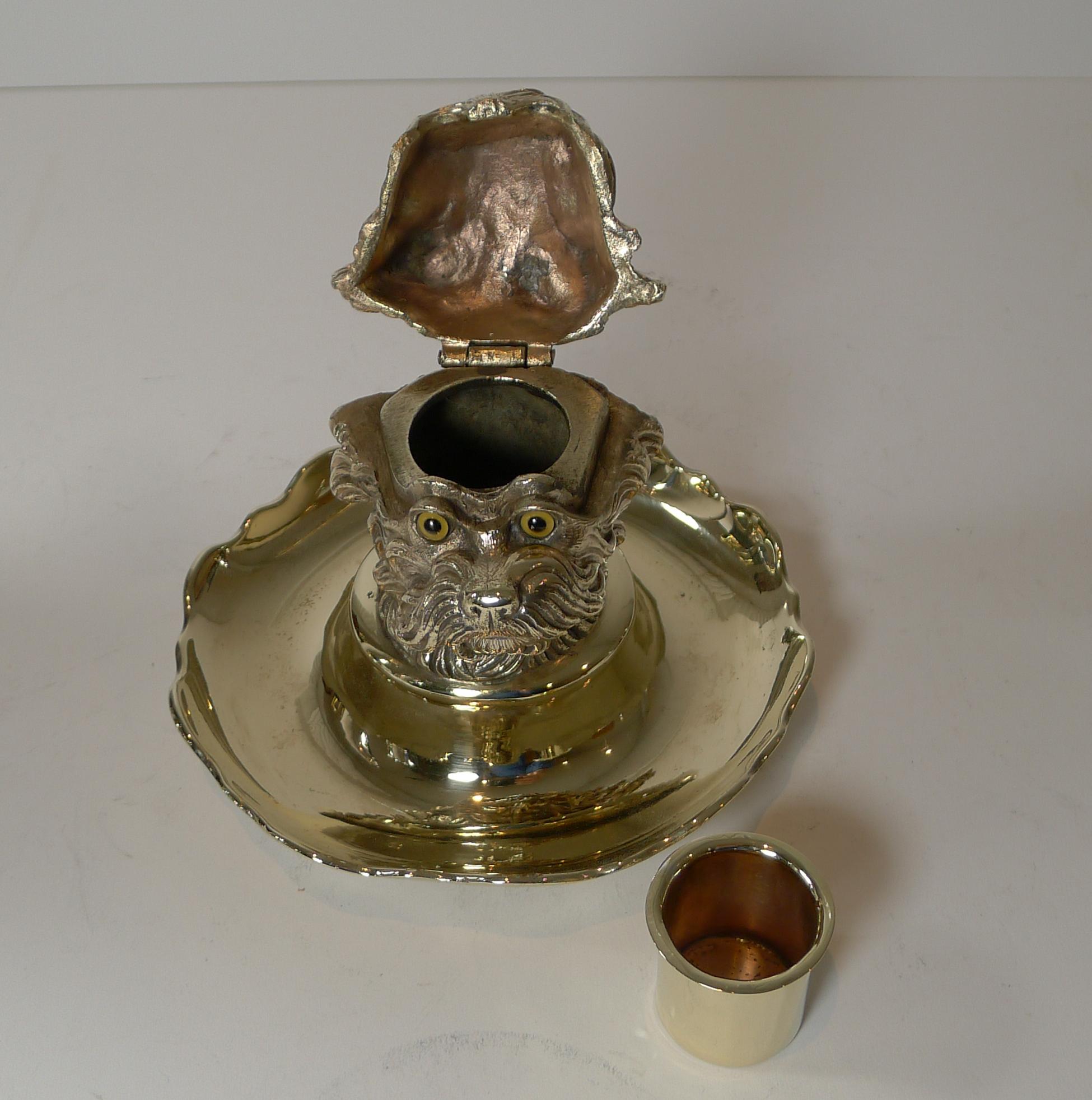 Late 19th Century Antique Figural Inkwell, Greyfriars Bobby, Dog, c.1880