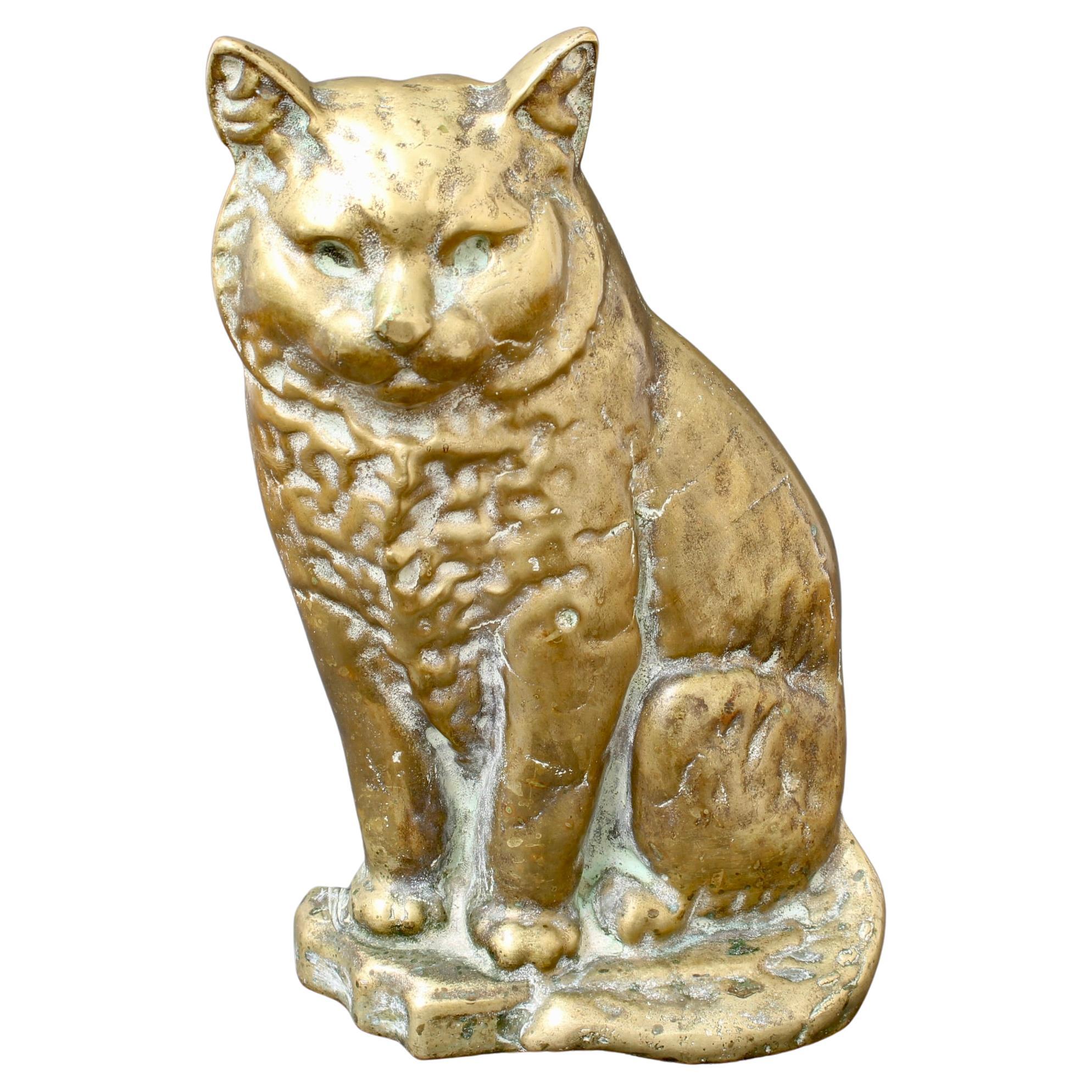 Antique Figural Italian Cast Bronze Cat (circa 1920s) For Sale