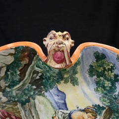 Figural Italian Classical Pictorial Majolica Pottery Center Bowl, circa 1880