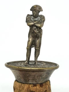 Antique Figural Napoleon Metal Wine Decanter Bottle Stopper & Cork, German