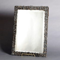 Antique Figural Neoclassical Pierced Silver Framed Beveled Glass Wall Mirror