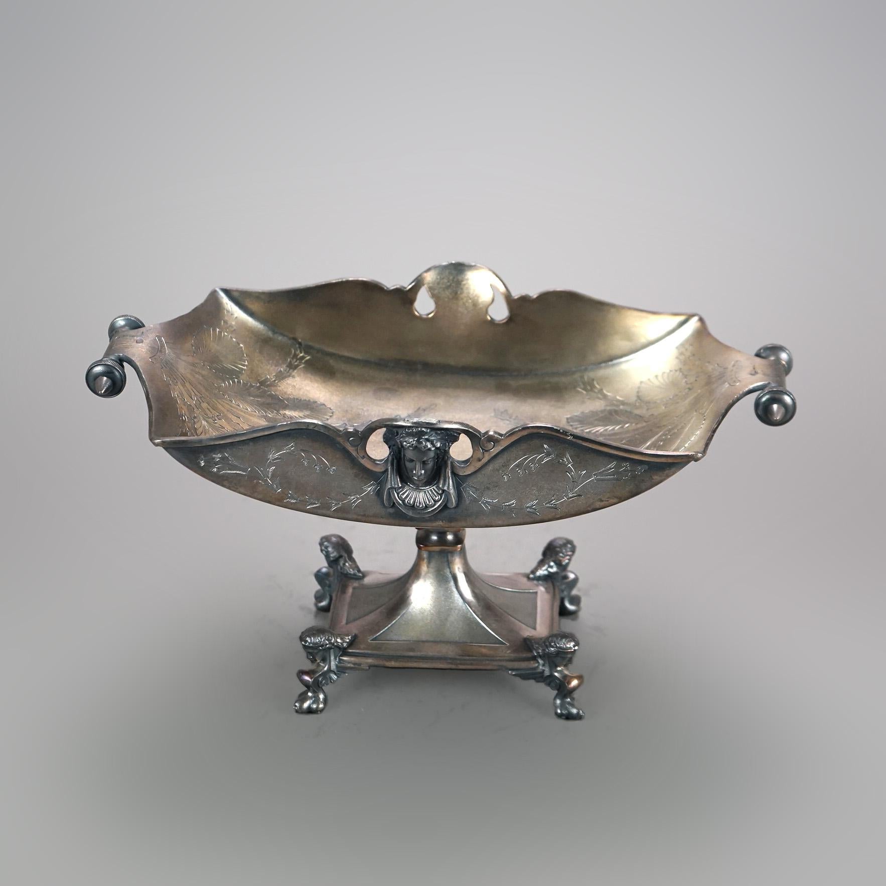 Antica Fruttiera figurata placcata in argento C1890 in vendita 1