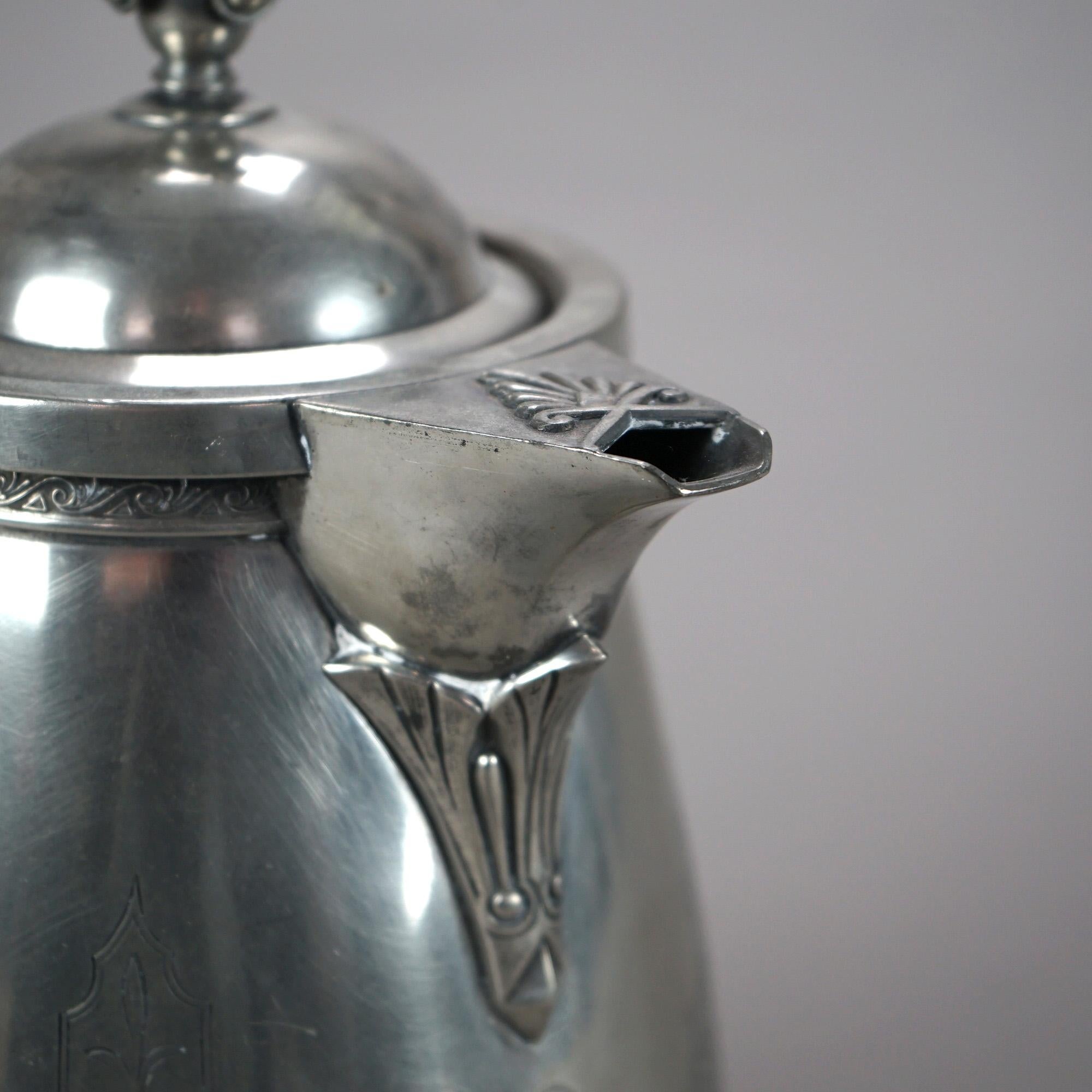 Antique Figural Silver Plated Insulated Water Pitcher C1890 For Sale 3
