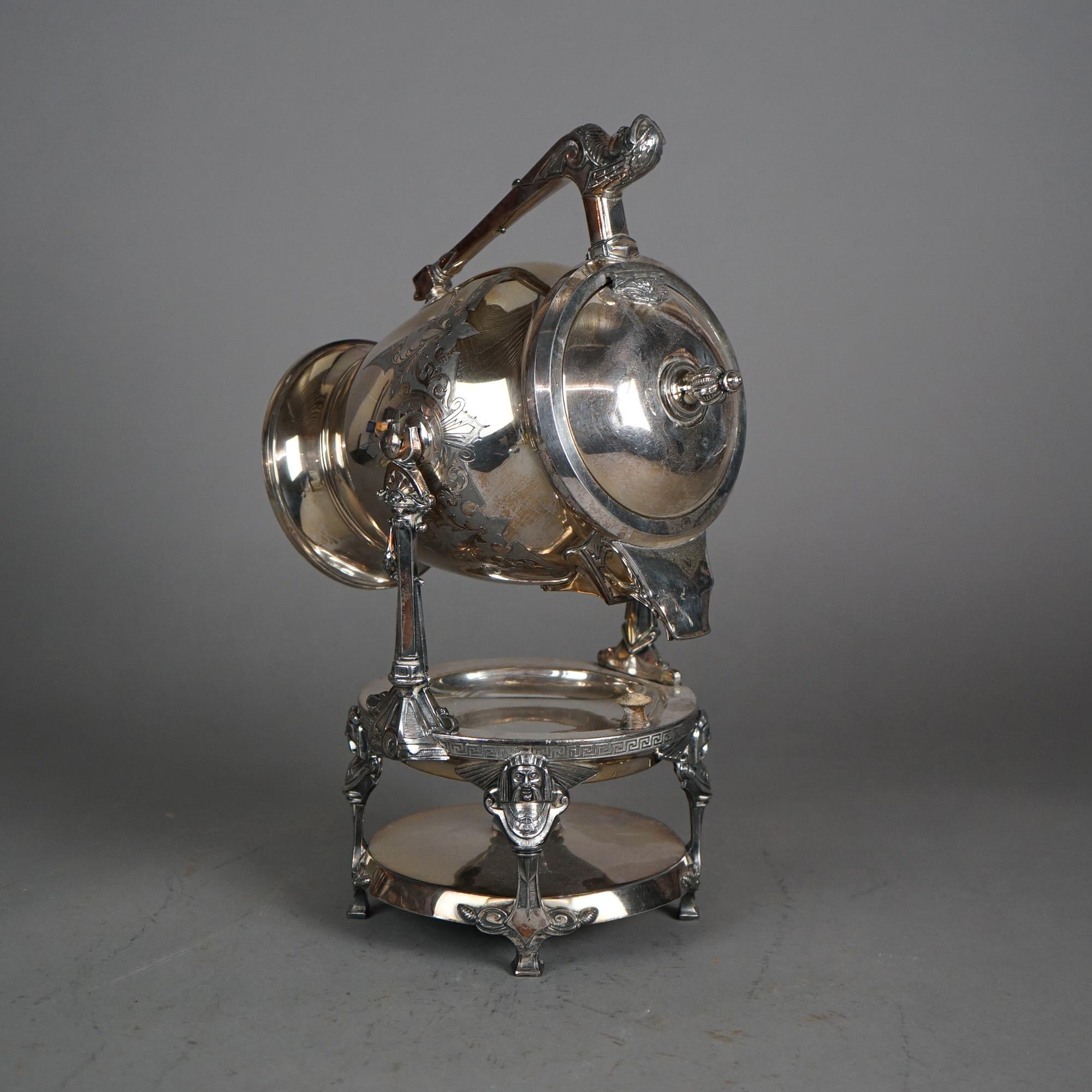 Antica teiera figurata inclinabile placcata in argento C1890 in vendita 5