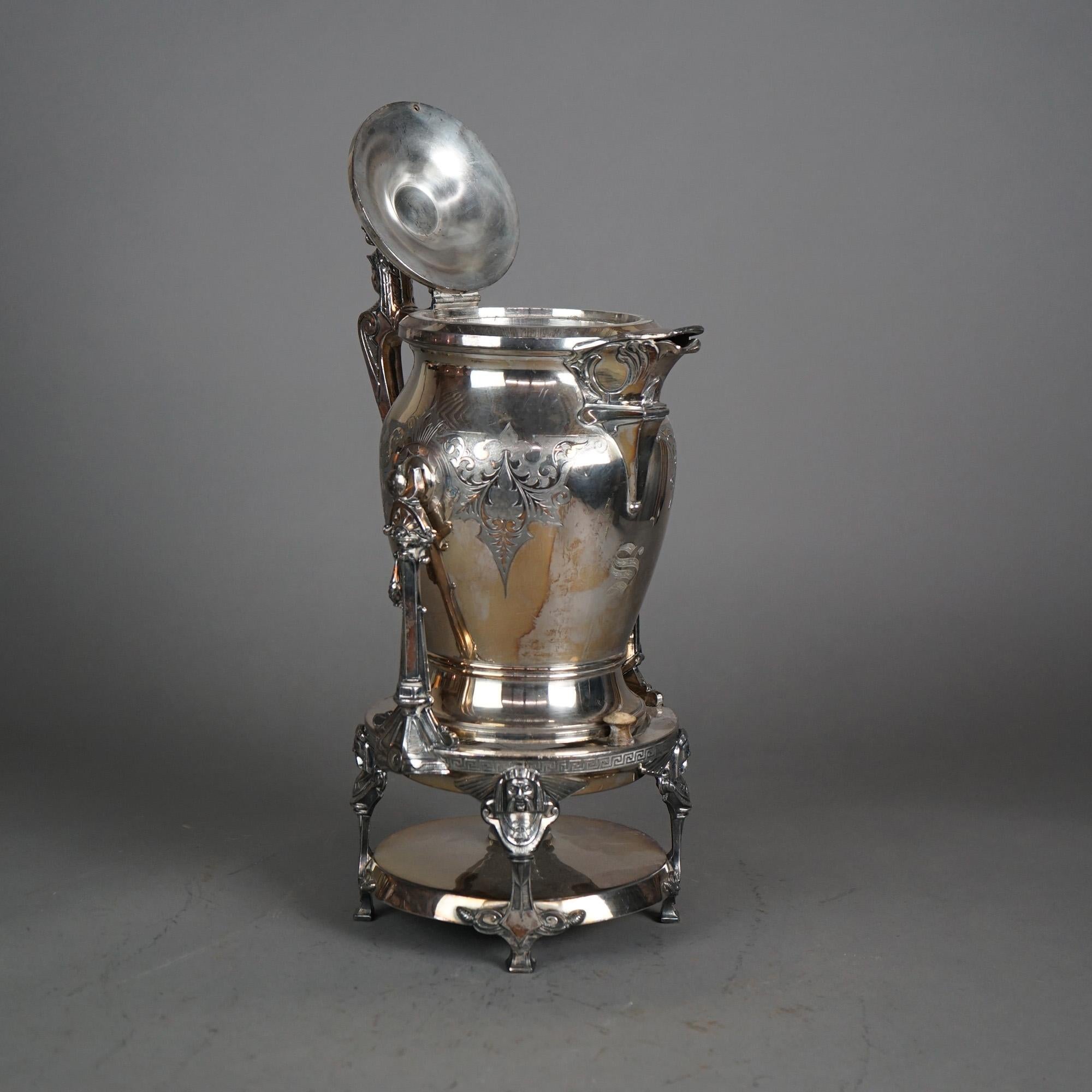 Antica teiera figurata inclinabile placcata in argento C1890 in vendita 6