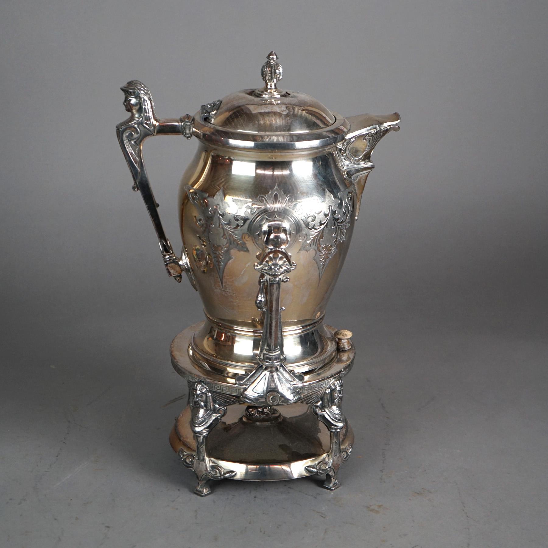 Placcato argento Antica teiera figurata inclinabile placcata in argento C1890 in vendita