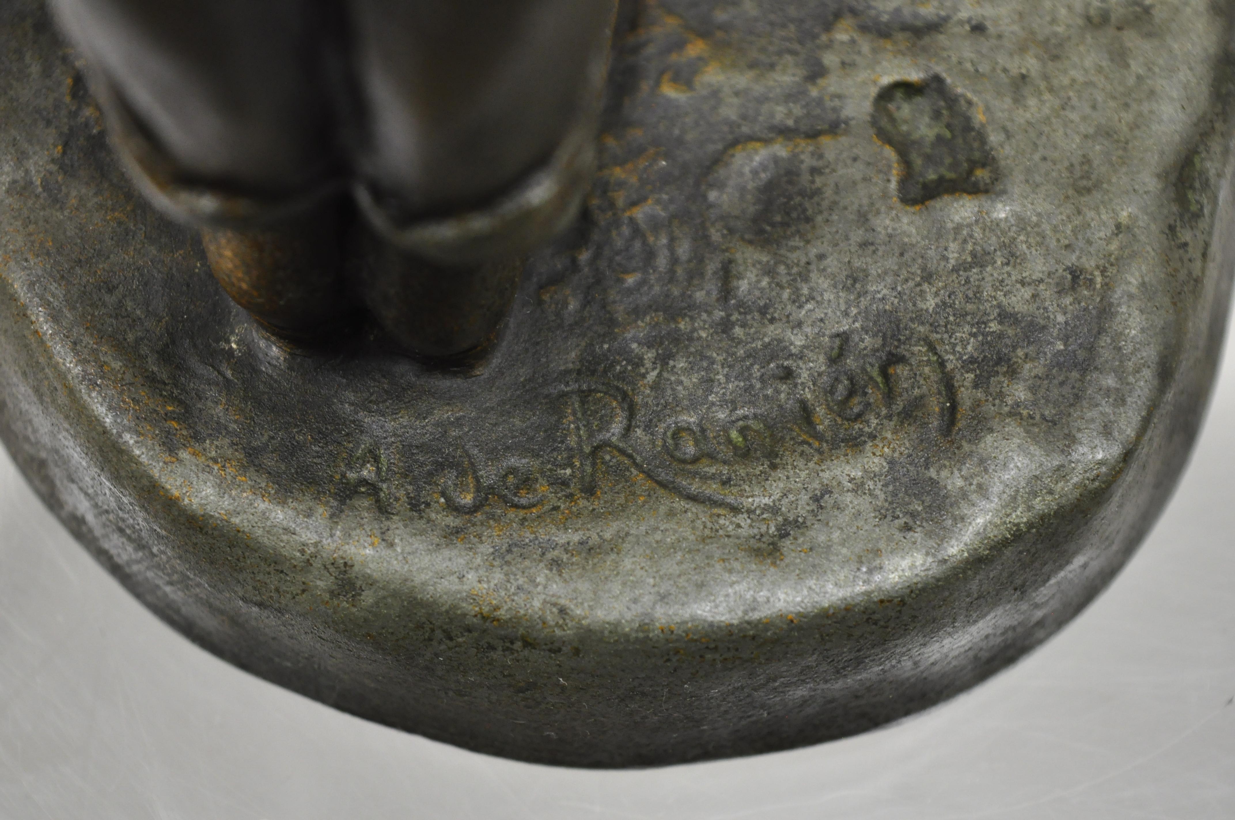 Antique Figural Spelter Metal Ahi La Bonne Pipe Ranieri Statue Art Deco Lamp A 1