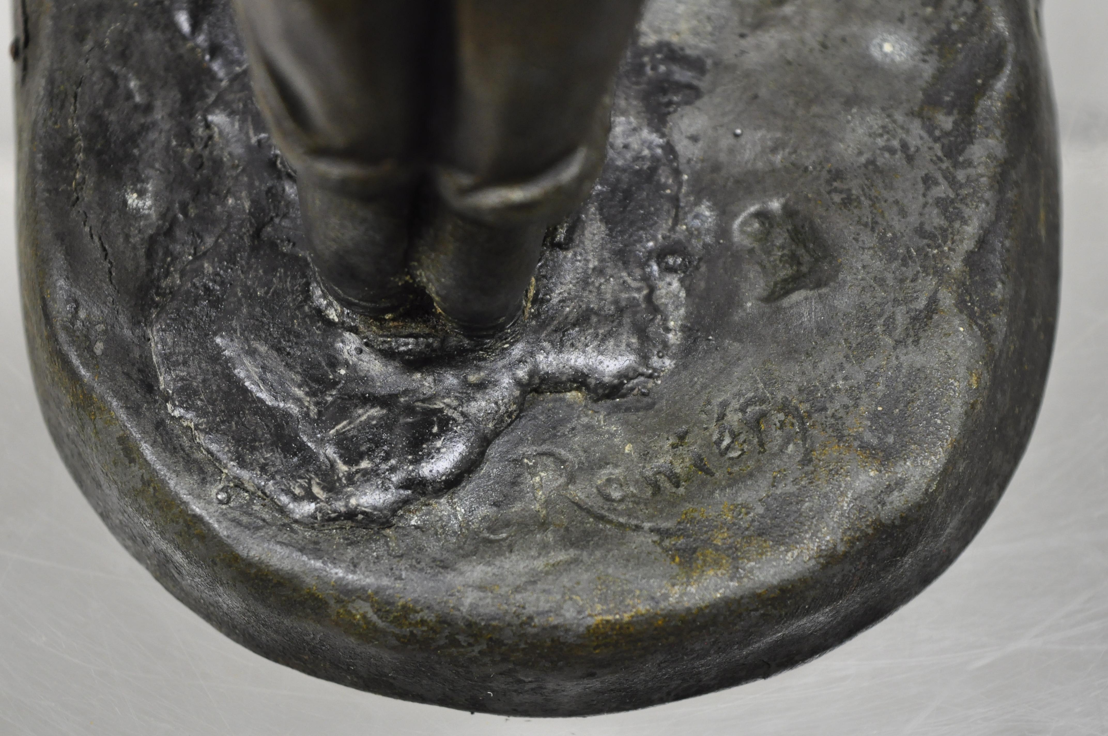 Antike Figur aus Zinn Metall Ahi La Bonne Pipe Ranieri Statue Art Deco Lampe B (20. Jahrhundert) im Angebot