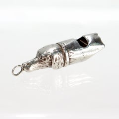 Antique Figural Sterling Silver Dog Whistle