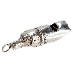 Antique Figural Sterling Silver Dog Whistle
