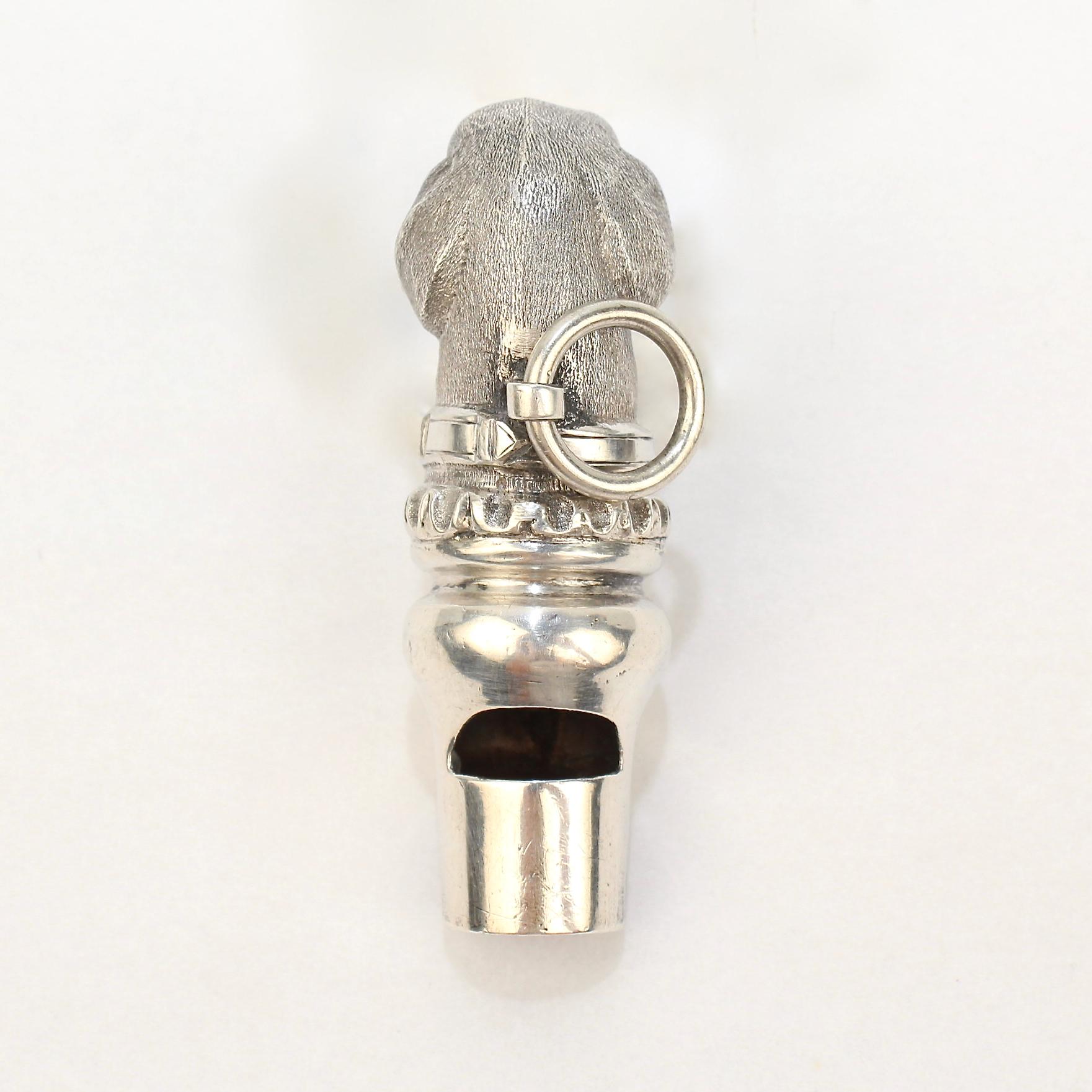 Antique Figural Sterling Silver Dog Whistle from the Mario Buatta Collection 2