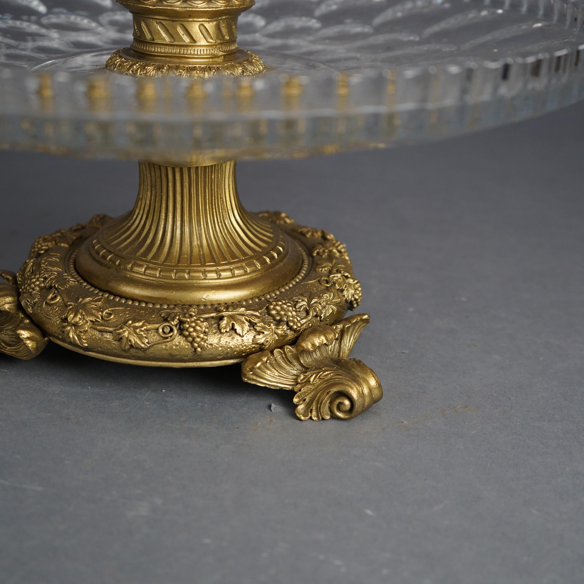 Antike Figural Drei Grazien Vergoldete Bronze & geschliffenes Glas Tazza Tafelaufsatz C1890 im Angebot 8