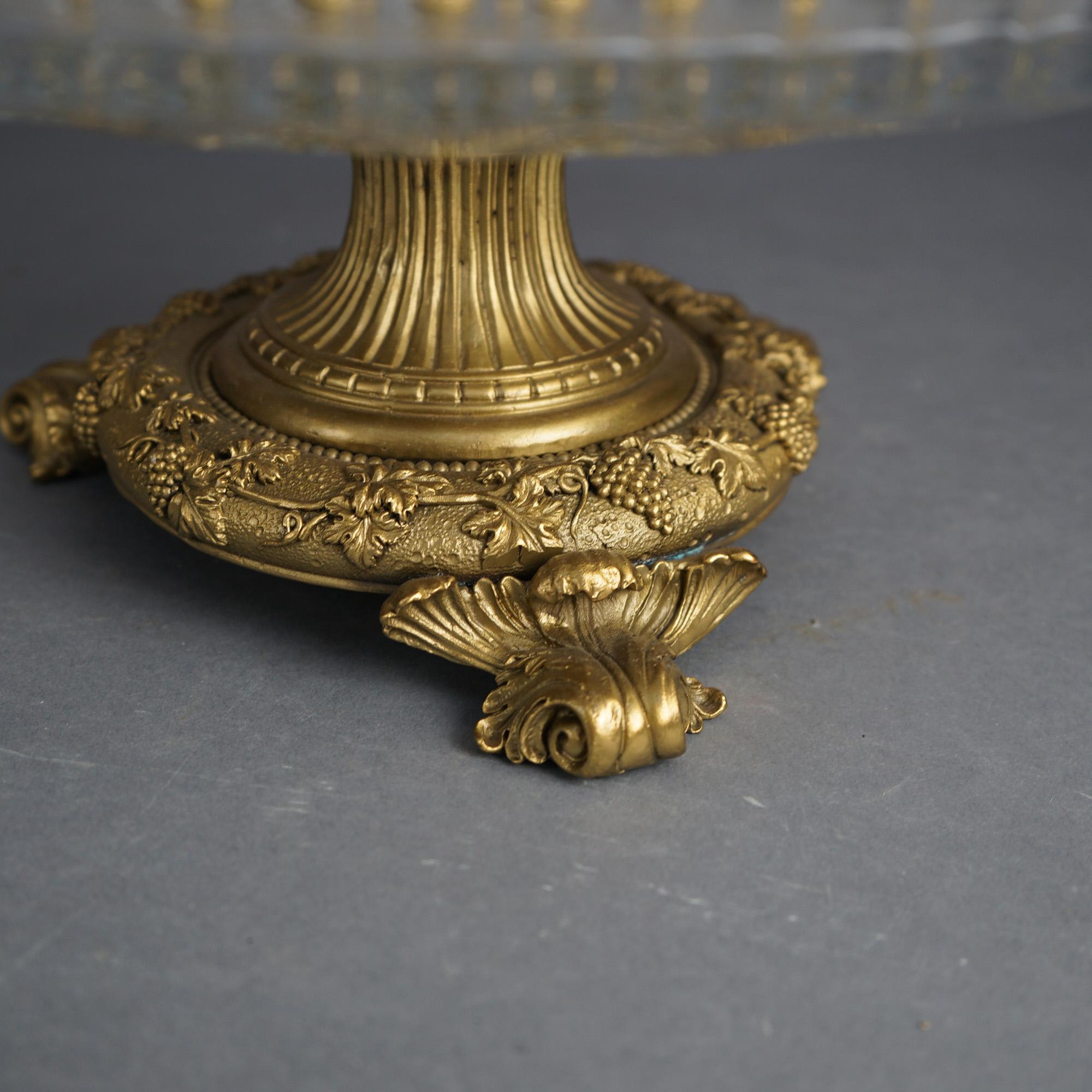 Antike Figural Drei Grazien Vergoldete Bronze & geschliffenes Glas Tazza Tafelaufsatz C1890 im Angebot 9
