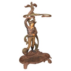 Antiker figuraler Umbrella Stand, französisch, bemalt, dekorativer Flurständer, viktorianisch