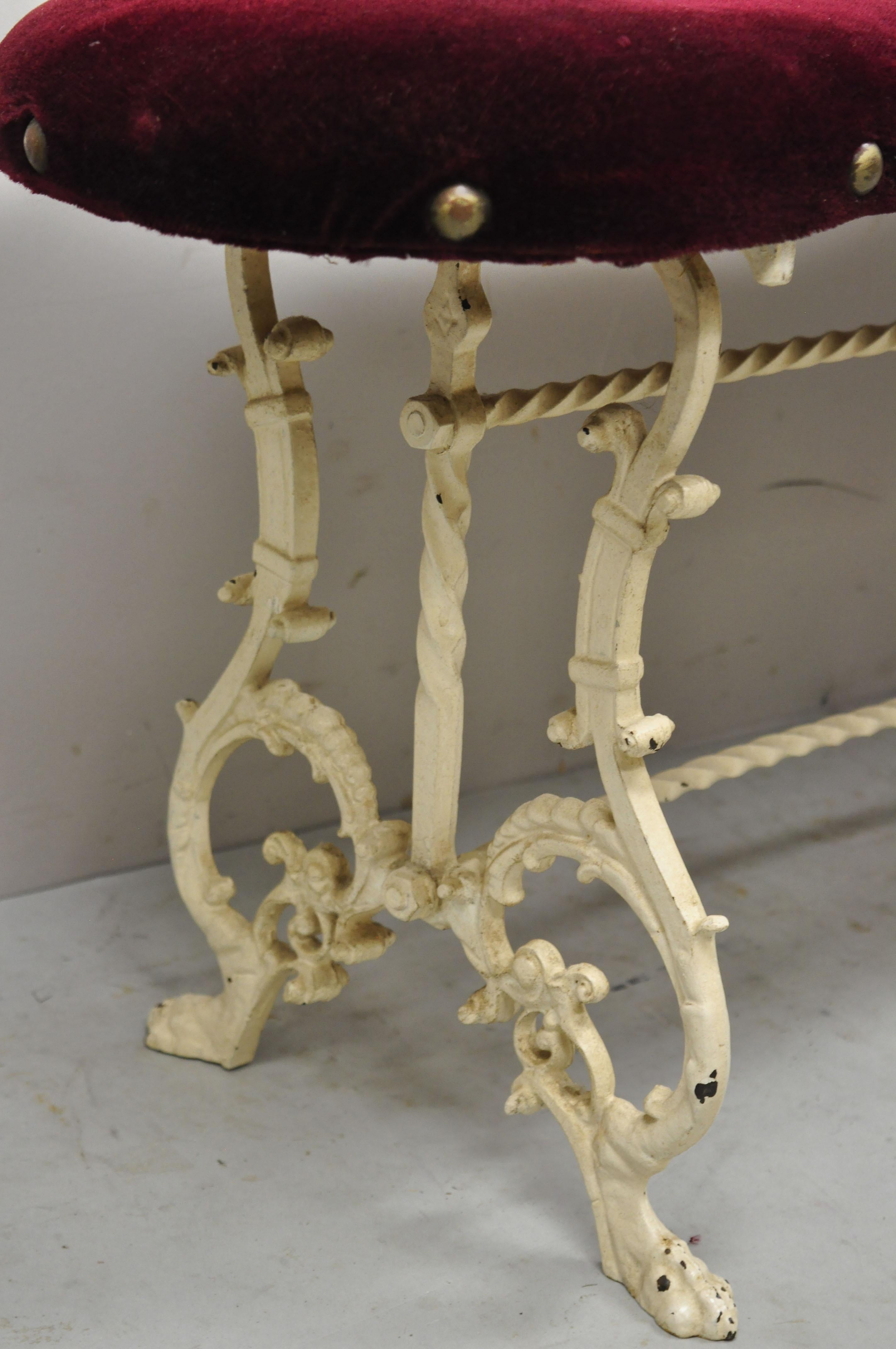 20th Century Antique Figural Victorian Cast Iron Paw Feet Kidney Shape Art Nouveau Bench