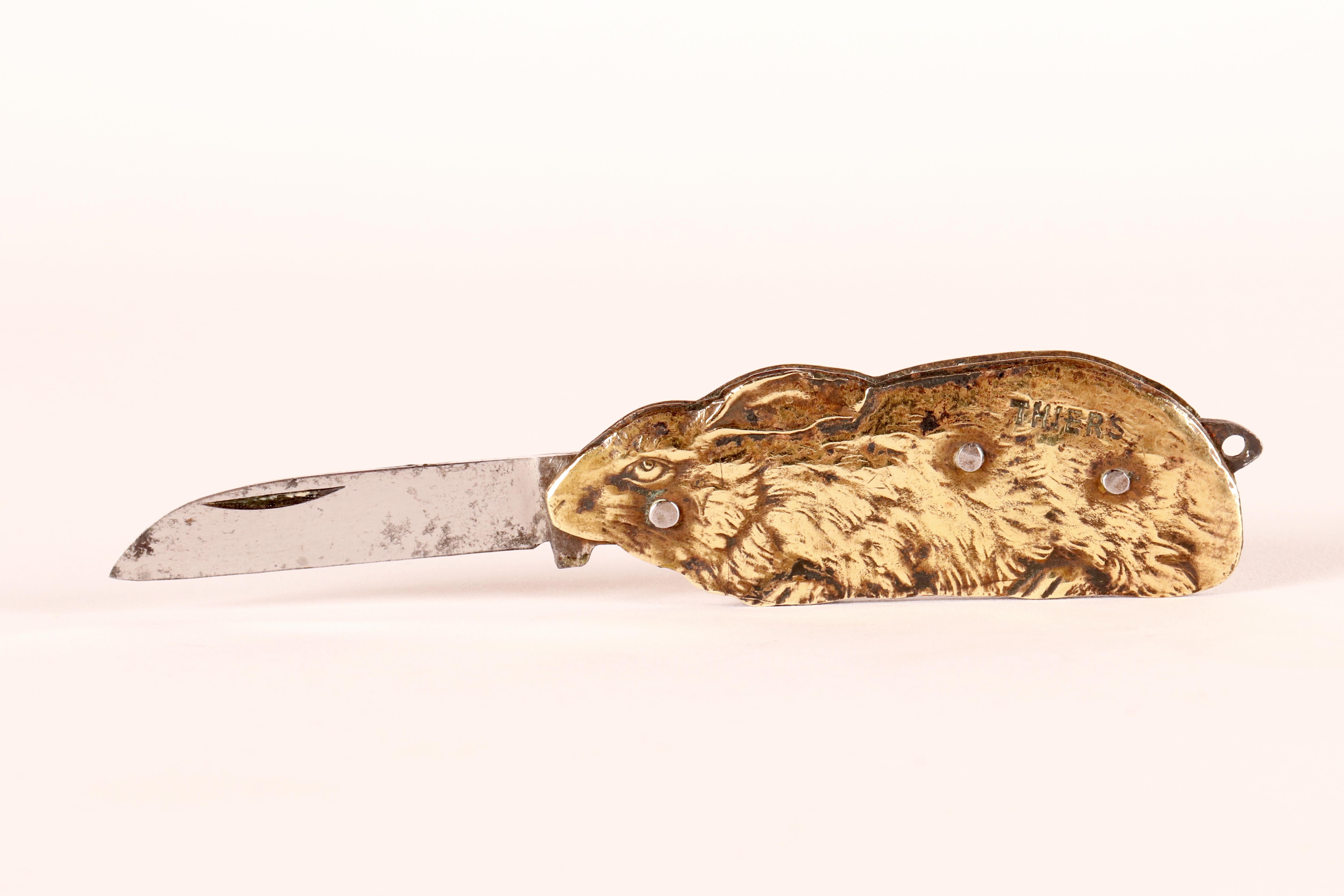 Antique figurative pocket knife, France 1920. For Sale 2