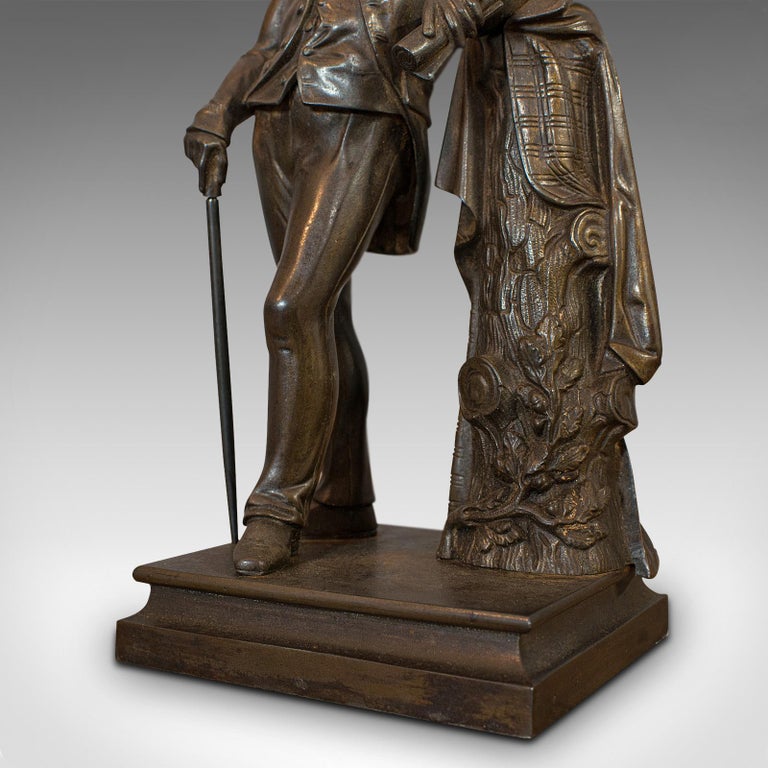 Antique Figure, Sir Walter Scott, Bronze, Statue, Poet, Victorian, circa 1880 For Sale 6