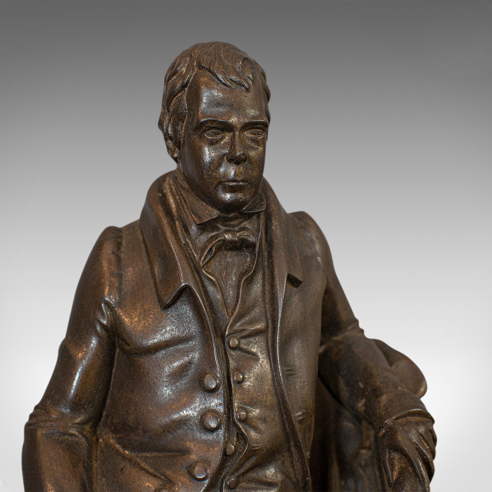 Antique Figure, Sir Walter Scott, Bronze, Statue, Poet, Victorian, circa 1880 3