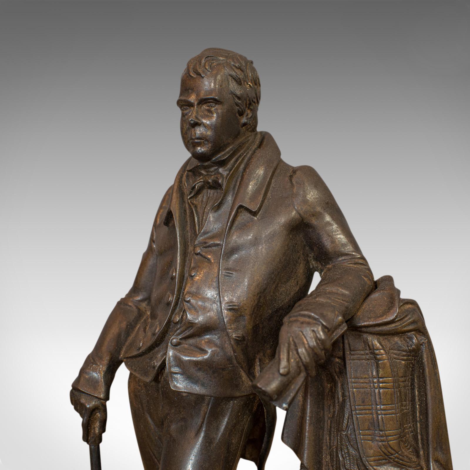 Antique Figure, Sir Walter Scott, Bronze, Statue, Poet, Victorian, circa 1880 4