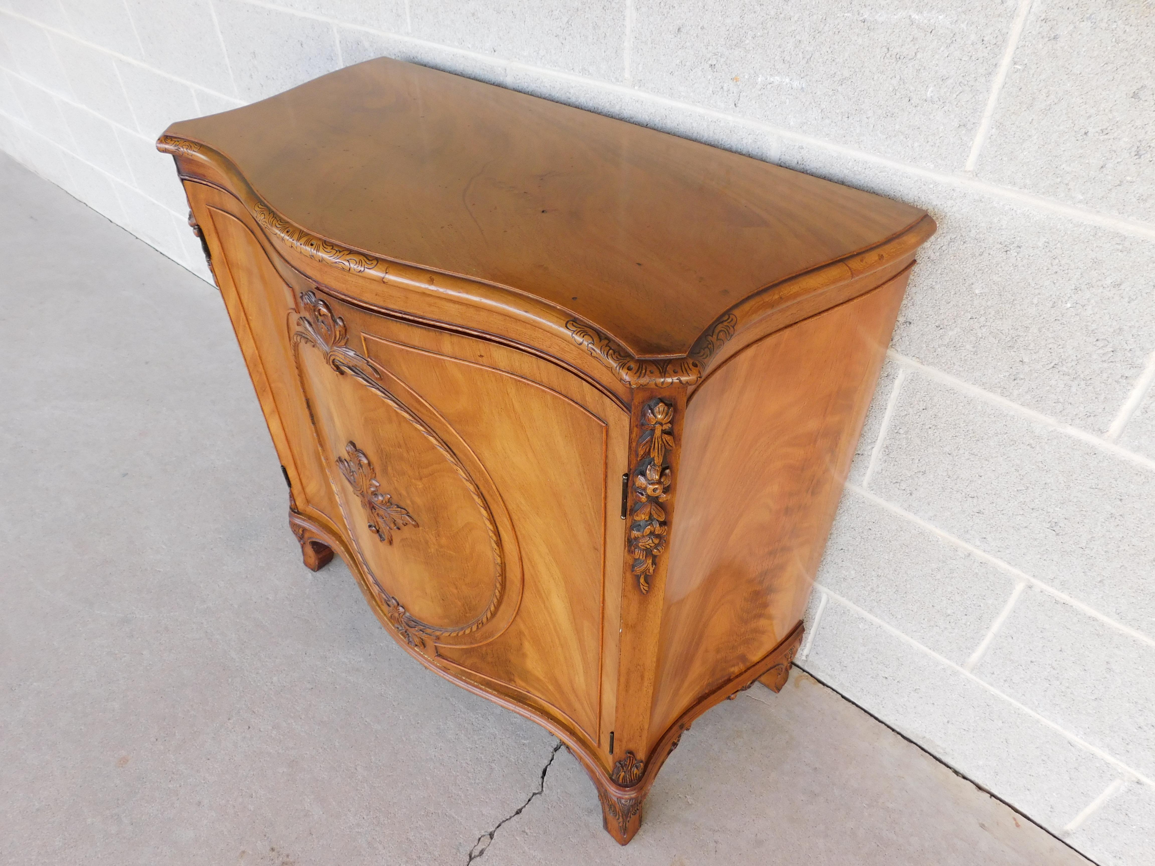 Antique Figured Blonde Mahogany Regency Style 2 Door Commode & Matching Mirror For Sale 5