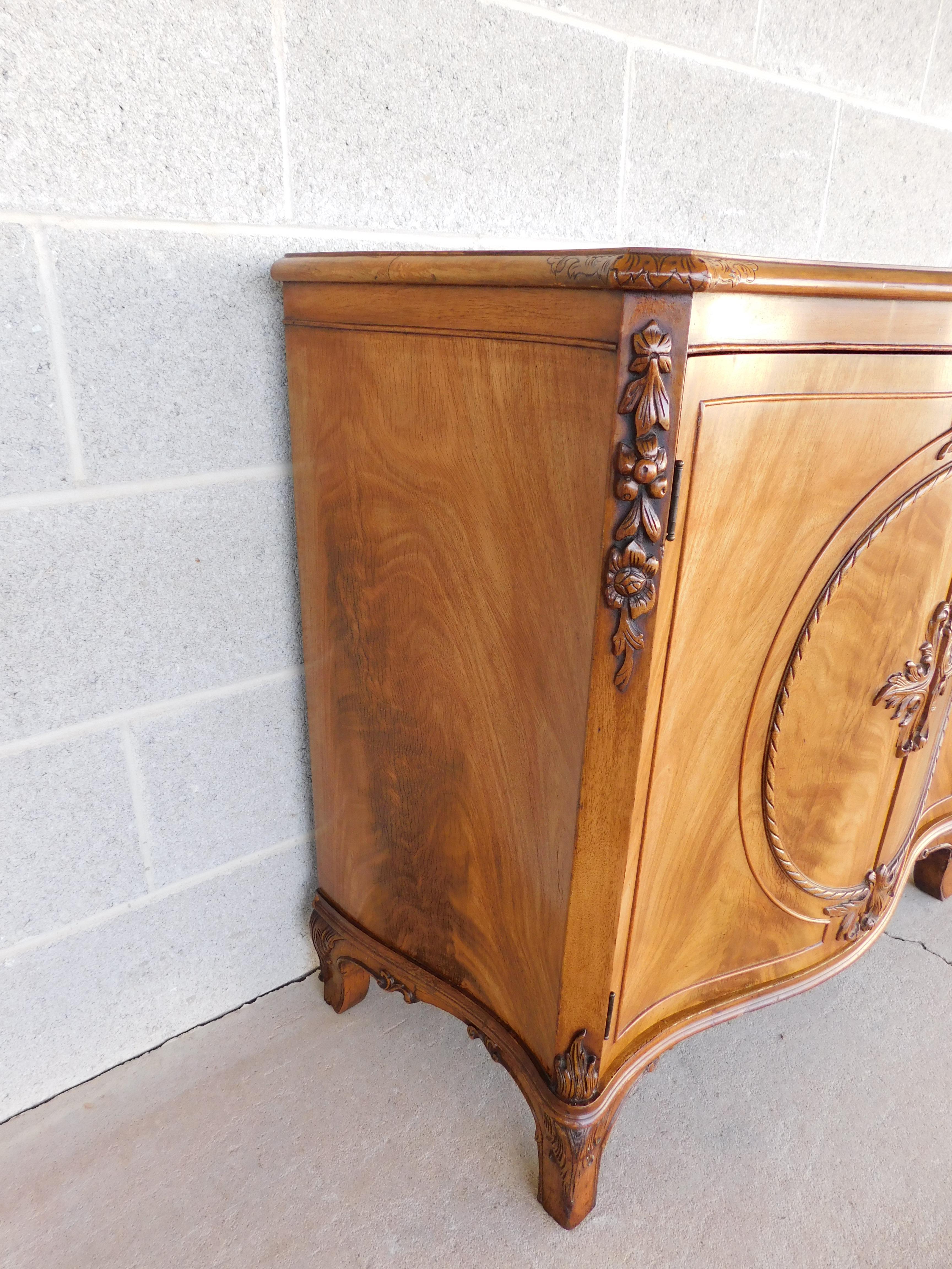 Antique Figured Blonde Mahogany Regency Style 2 Door Commode & Matching Mirror For Sale 6