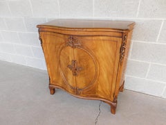 Antique Figured Blonde Mahogany Regency Style 2 Door Commode & Matching Mirror