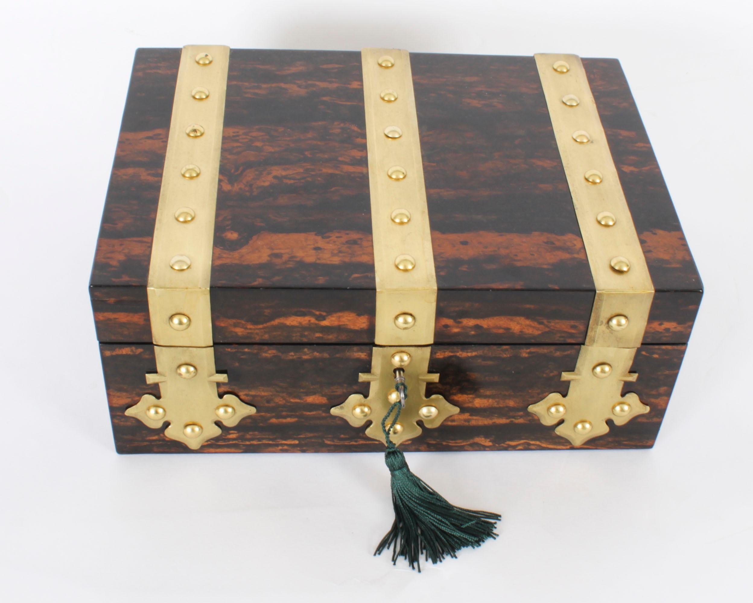 Antique Figured Coromandel Brass Box / Casket 19th Century For Sale 4