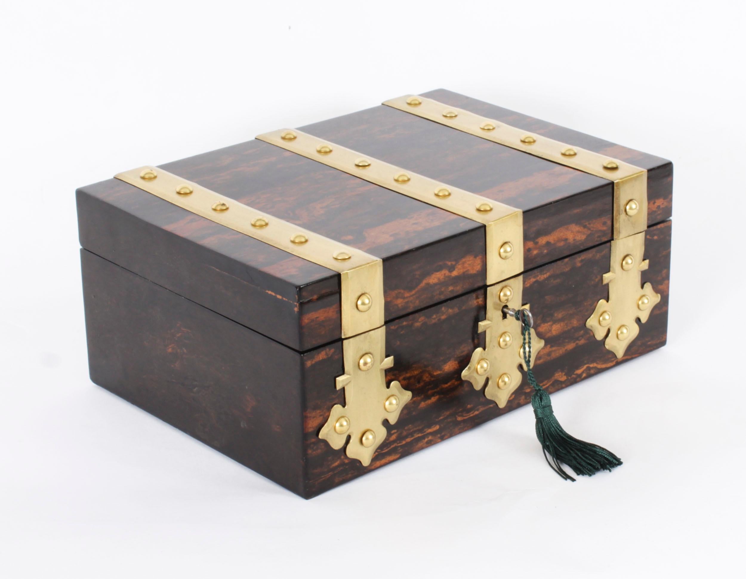 Antique Figured Coromandel Brass Box / Casket 19th Century For Sale 14