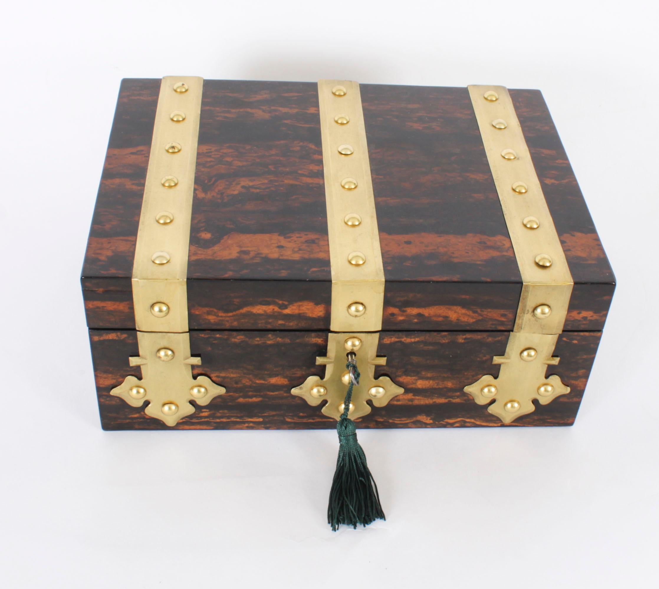 Antique Figured Coromandel Brass Box / Casket 19th Century For Sale 3