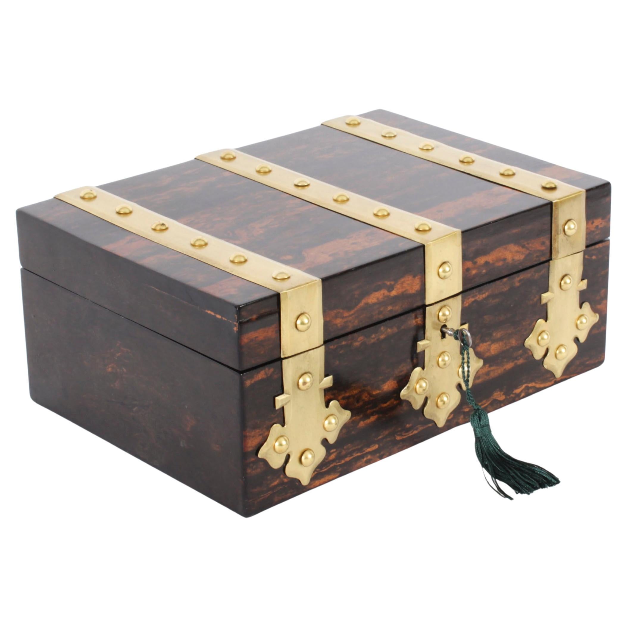 Antique Figured Coromandel Brass Box / Casket 19th Century For Sale