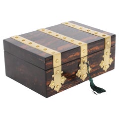 Used Figured Coromandel Brass Box / Casket 19th Century