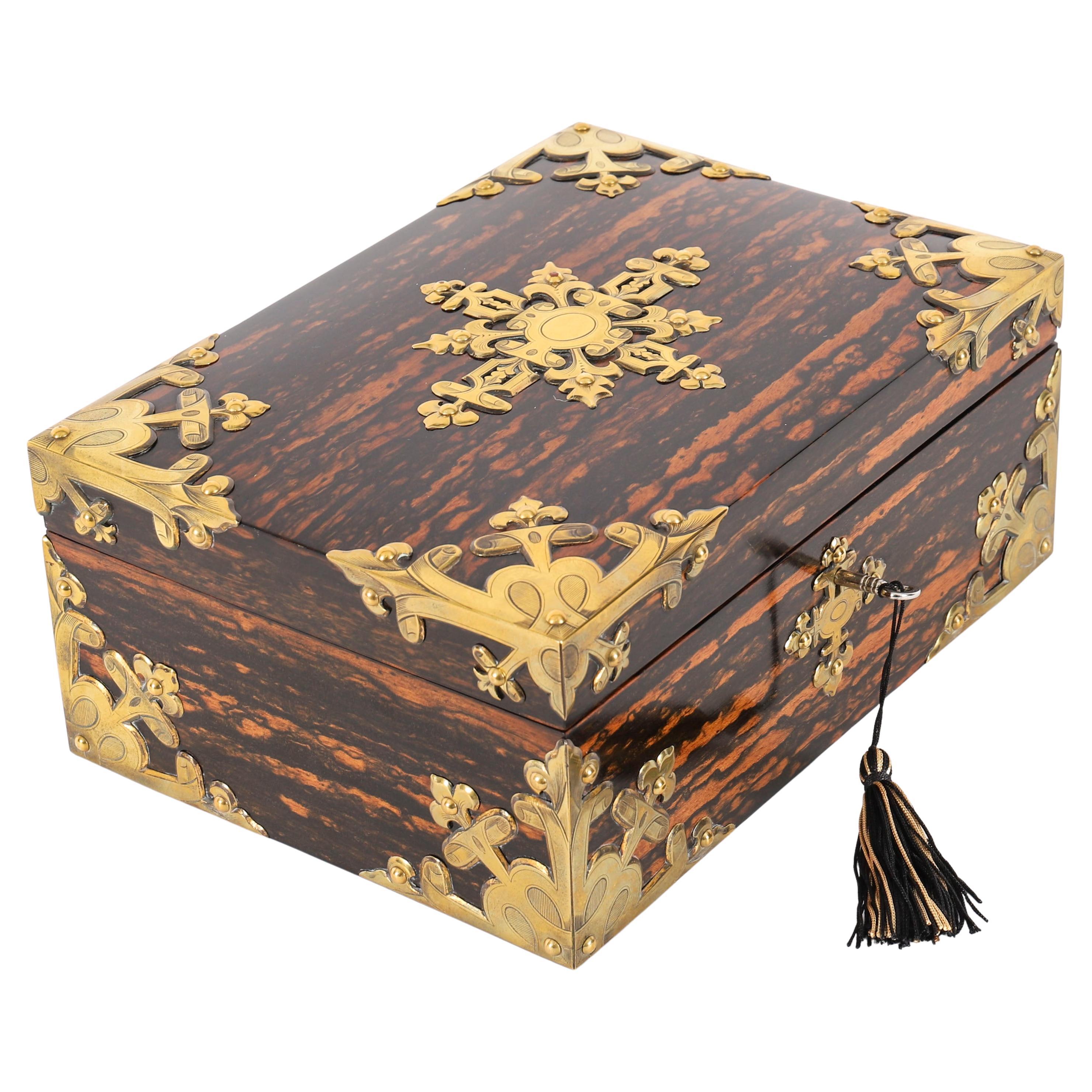 Antique Figured Coromandel Jewellery Casket by Toulmin & Gale 19th Century