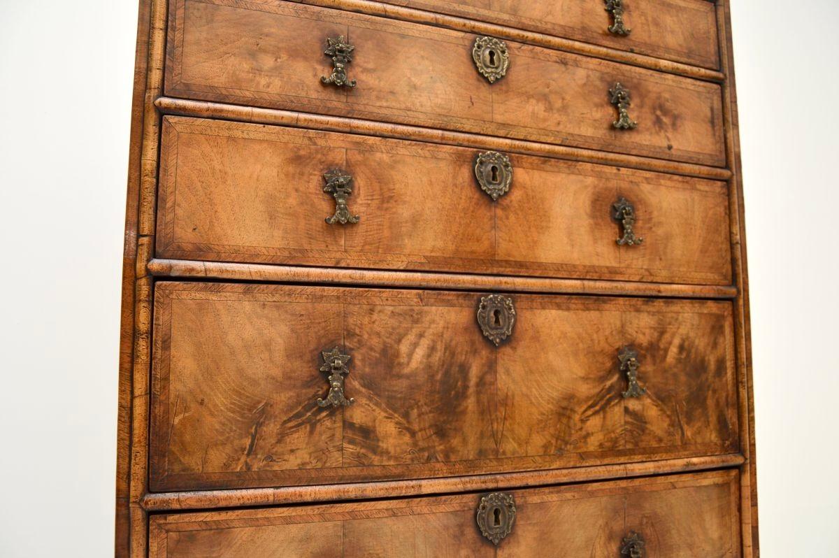 Antique Figured Walnut Chest of Drawers For Sale 8