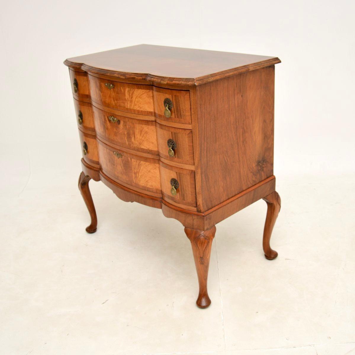 British Antique Figured Walnut Chest of Drawers For Sale