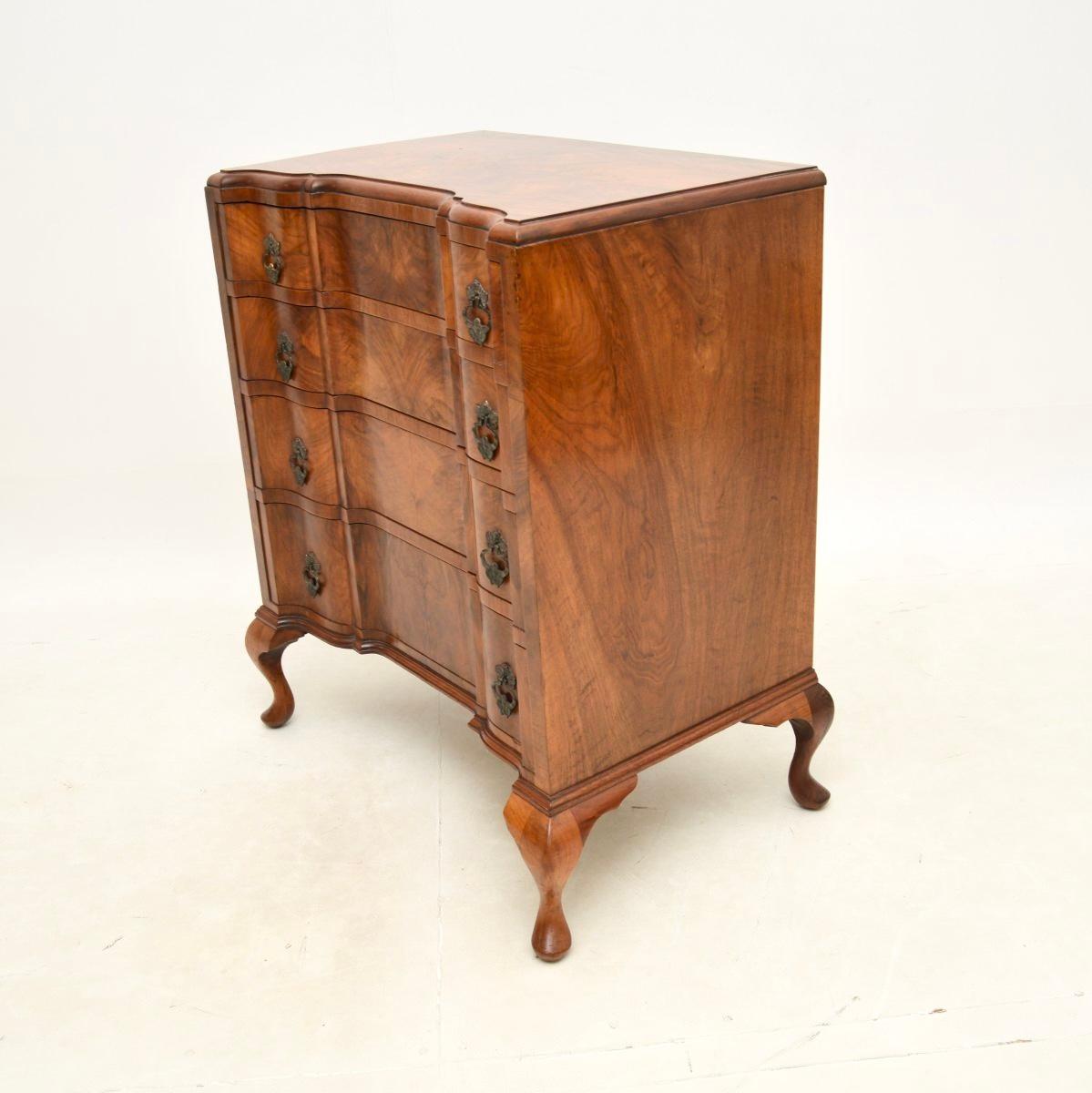 Late 19th Century Antique Figured Walnut Chest of Drawers For Sale