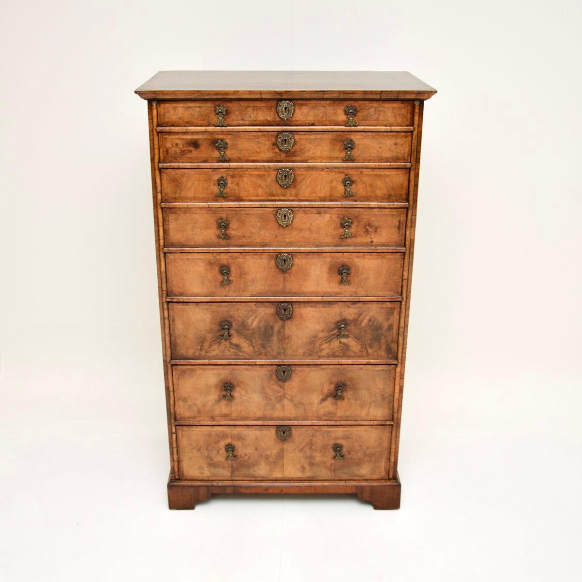 Antique Figured Walnut Chest of Drawers For Sale 2
