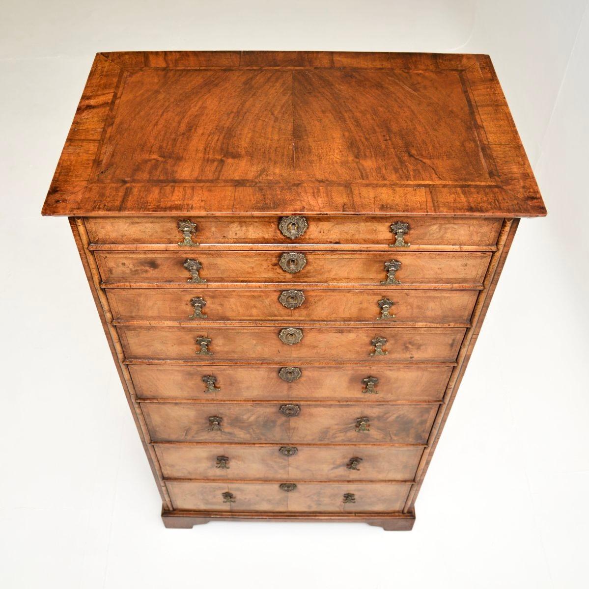 Antique Figured Walnut Chest of Drawers For Sale 3