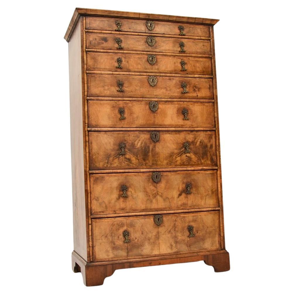 Antique Figured Walnut Chest of Drawers For Sale