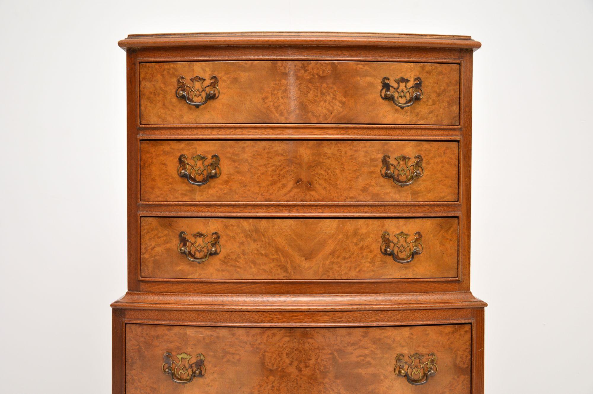 Antique Figured Walnut Chest on Chest of Drawers 2