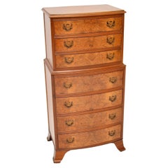 Antique Figured Walnut Chest on Chest of Drawers