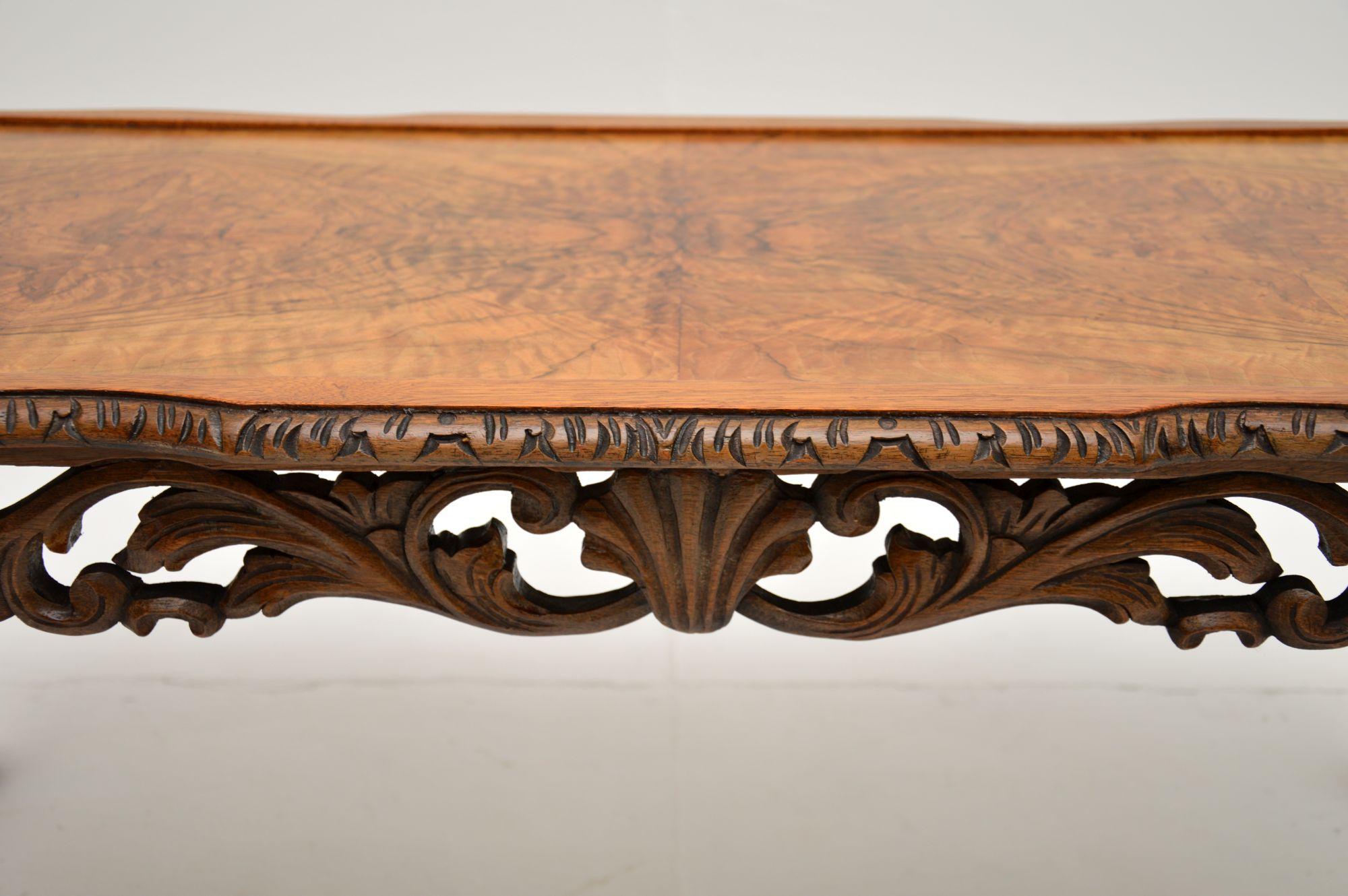 Early 20th Century Antique Figured Walnut Coffee Table For Sale