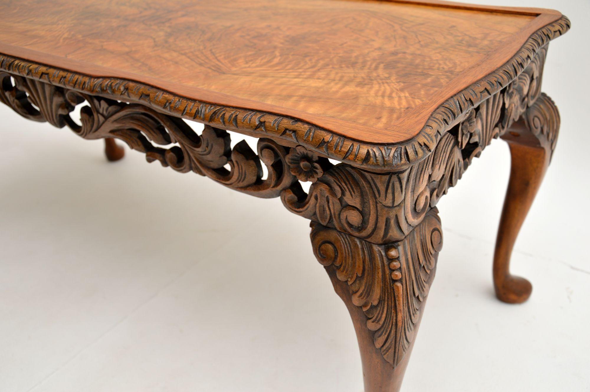 Antique Figured Walnut Coffee Table For Sale 1