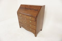 Antique Figured Walnut Inlaid Bureau Desk,  Writing Desk, Scotland 1810, H1166
