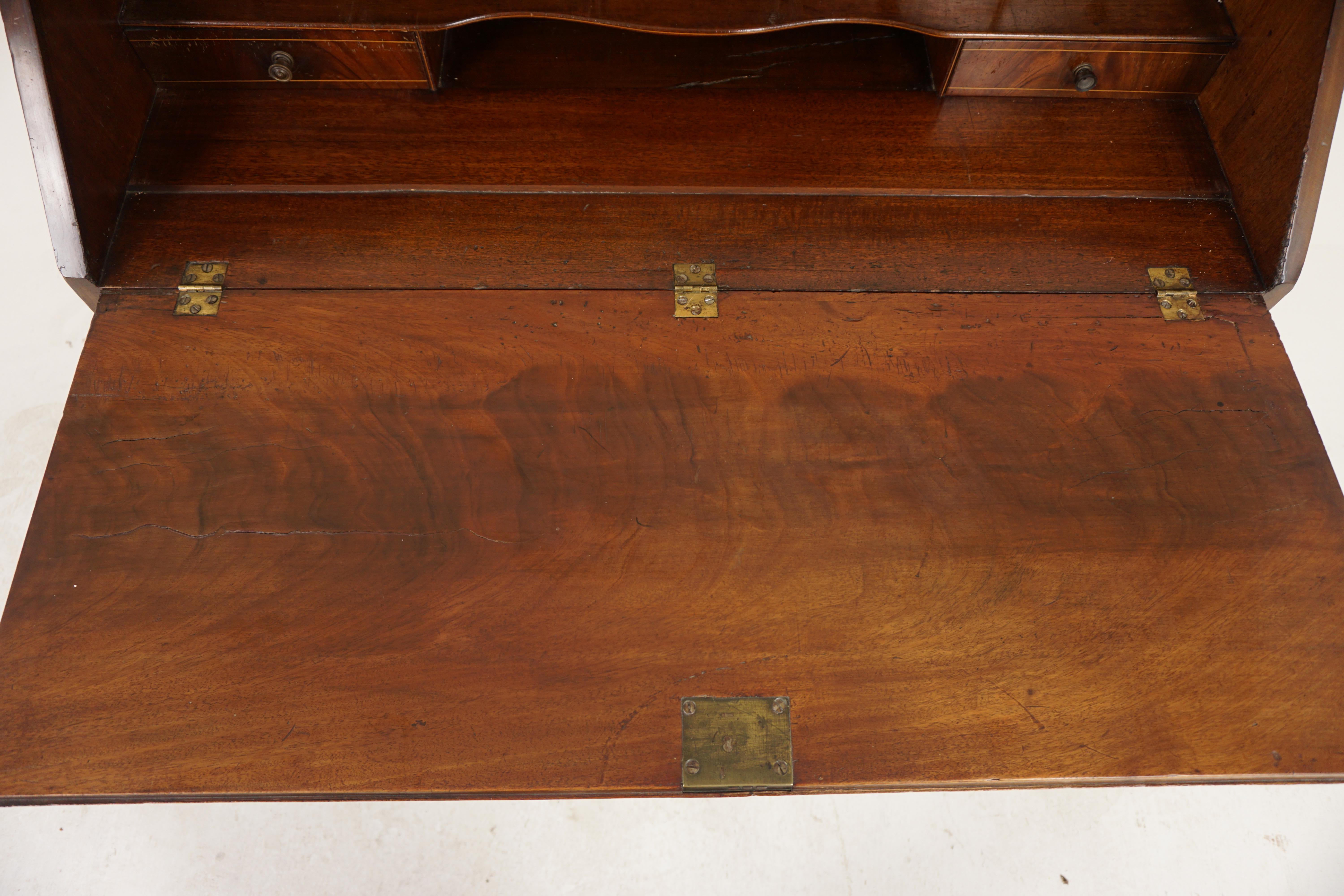 Early 19th Century Antique Figured Walnut Inlaid Bureau Desk,  Writing Desk, Scotland 1810, H1166 For Sale